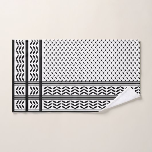 パレスチナ抵抗パターンのケフィエ記号 バスタオルセット (ハンドタオル)