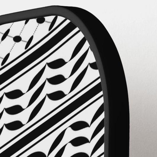 パレスチナ抵抗パターンのケフィエ記号 ピックルボールラケット (左詳細)