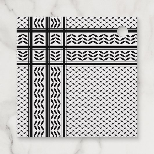 パレスチナ抵抗パターンのケフィエ記号 フェイバータグ (裏面)