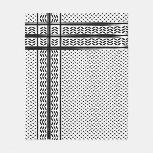 パレスチナ抵抗パターンのケフィエ記号 フリースブランケット (正面)