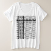 パレスチナ抵抗パターンのケフィエ記号 プラスサイズTシャツ (デザイン正面)