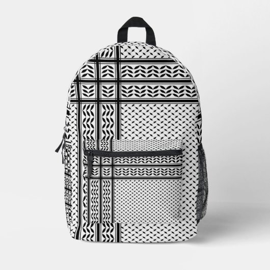 パレスチナ抵抗パターンのケフィエ記号 プリントバックパック (正面)