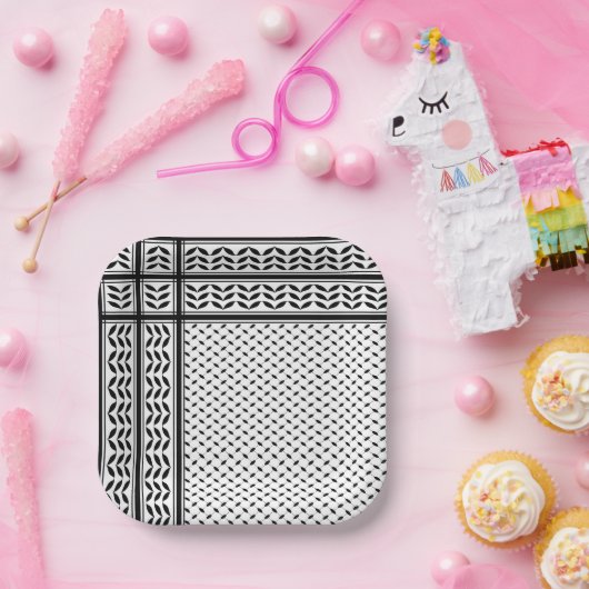 パレスチナ抵抗パターンのケフィエ記号 ペーパープレート (パーティー)