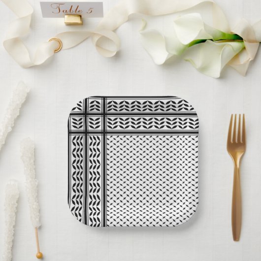 パレスチナ抵抗パターンのケフィエ記号 ペーパープレート (ウェディング)