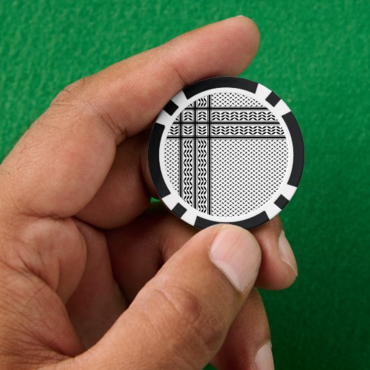 パレスチナ抵抗パターンのケフィエ記号 ポーカーチップ (手)