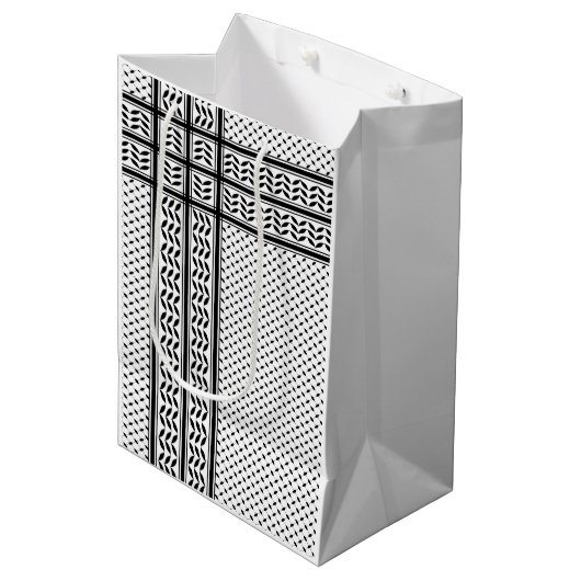 パレスチナ抵抗パターンのケフィエ記号 ミディアムペーパーバッグ (正面アングル)