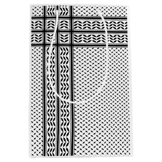 パレスチナ抵抗パターンのケフィエ記号 ミディアムペーパーバッグ (正面)