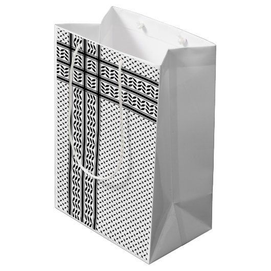 パレスチナ抵抗パターンのケフィエ記号 ミディアムペーパーバッグ (裏面アングル)