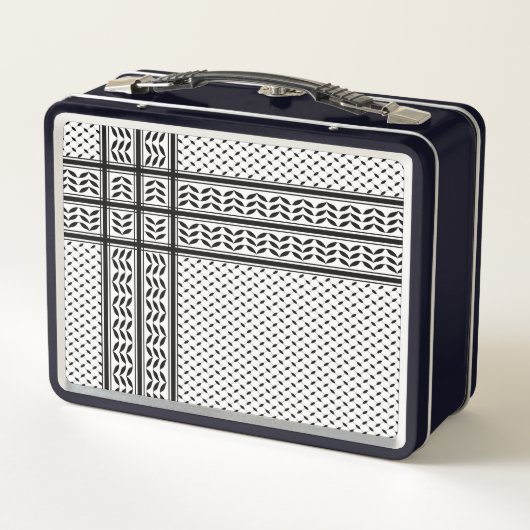 パレスチナ抵抗パターンのケフィエ記号 メタルランチボックス (裏面)