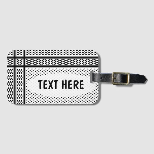 パレスチナ抵抗パターンのケフィエ記号 ラゲッジタグ (正面横)