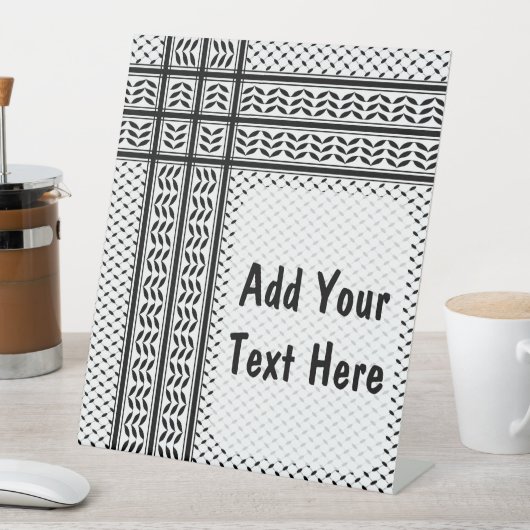 パレスチナ抵抗パターンのケフィエ記号 台座サイン (インサイチュ)