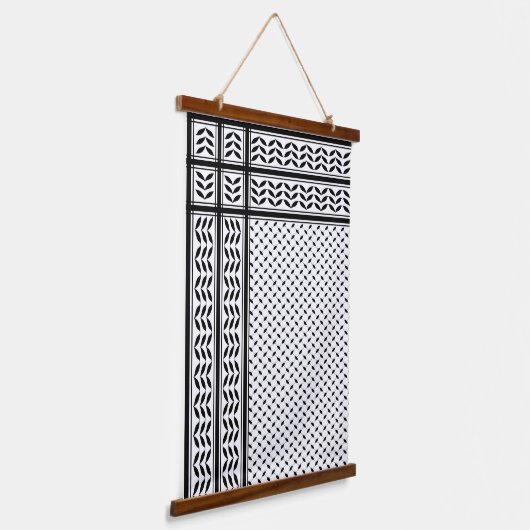 パレスチナ抵抗パターンのケフィエ記号 吊り下げ型タペストリー (傾斜あり)