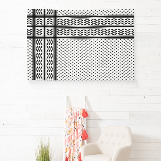 パレスチナ抵抗パターンのケフィエ記号 横断幕 (インサイチュ)