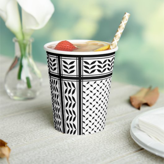 パレスチナ抵抗パターンのケフィエ記号 紙コップ (インサイチュ)