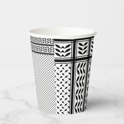 パレスチナ抵抗パターンのケフィエ記号 紙コップ (右)