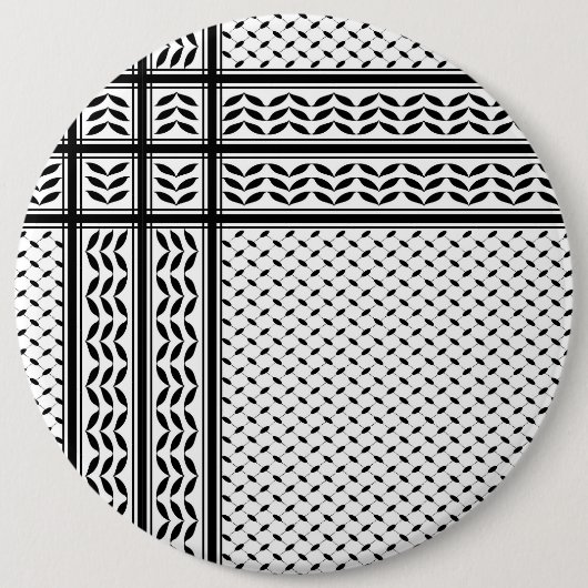 パレスチナ抵抗パターンのケフィエ記号 缶バッジ (正面)