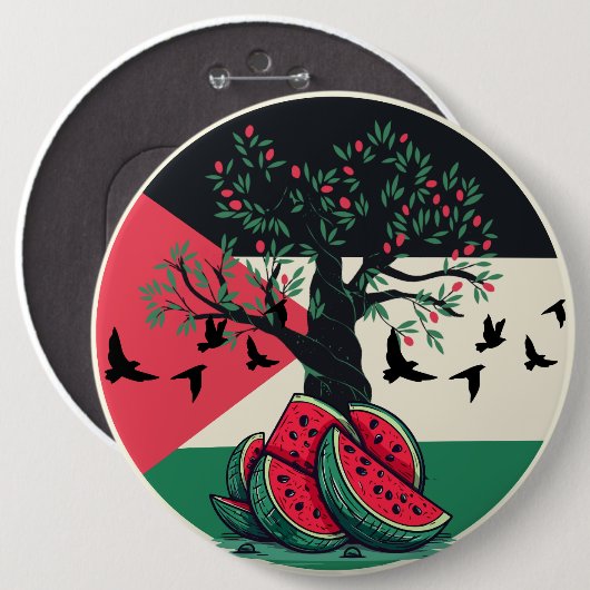 パレスチナ文化パレスティナスイオリーブ 缶バッジ (正面&裏面)