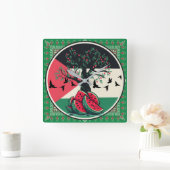 パレスチナ文化 |パレスティナスイカ、オリーブt スクエア壁時計 (ホーム)