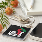 パレスチナ無料ガザ国旗 – パレスチナの自由 キーホルダー (正面右)