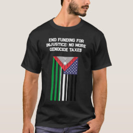 パレスチナ系アメリカ人の旗 - ジェノサイドを止めろ Tシャツ