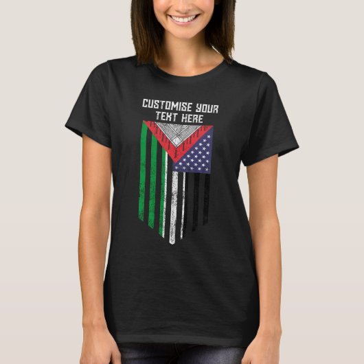 パレスチナ系アメリカ国旗 - パレスチナを救え Tシャツ (正面)