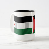 パレスチナ自治政府の国旗のマグカップ ツートーンマグカップ (正面左)