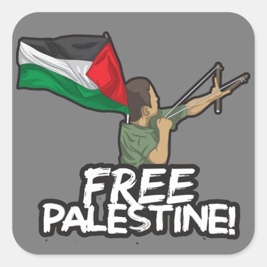パレスチナ自治政府の子どもの旗を掲げるパレスチナの自由 スクエアシール (正面)