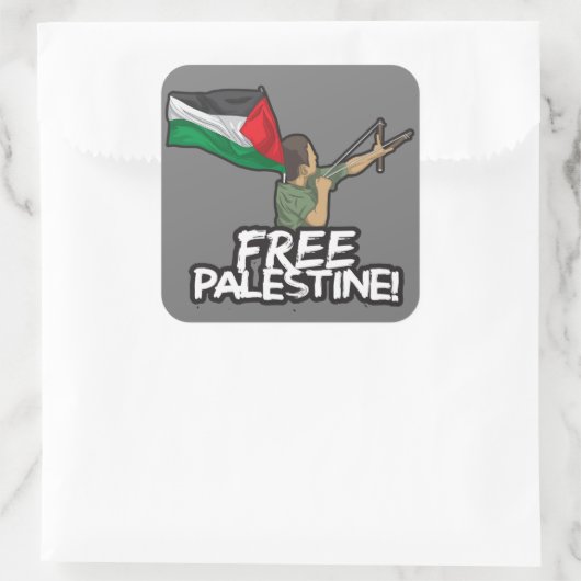 パレスチナ自治政府の子どもの旗を掲げるパレスチナの自由 スクエアシール (バッグ)