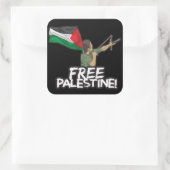 パレスチナ自治政府の子どもの旗を掲げるパレスチナの自由 スクエアシール (バッグ)