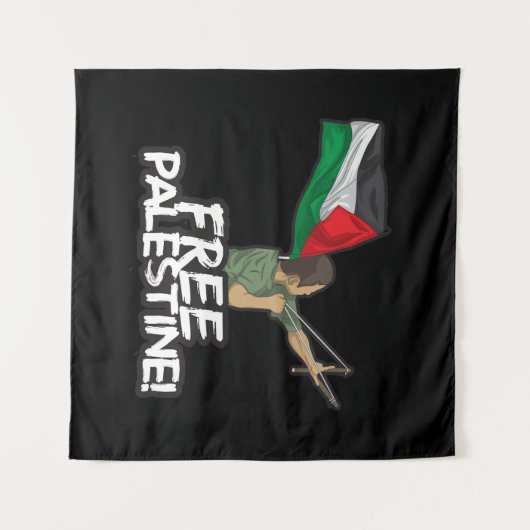 パレスチナ自治政府の子どもの旗を掲げるパレスチナの自由 タペストリー (正面(横))
