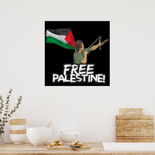 パレスチナ自治政府の子どもの旗を掲げるパレスチナの自由 ポスター (キッチン)