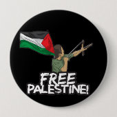 パレスチナ自治政府の子どもの旗を掲げるパレスチナの自由 缶バッジ (正面)