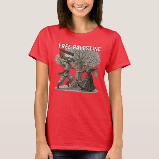 パレスチナ自由 女性用Tシャツ - 強さと根源 Tシャツ (正面)