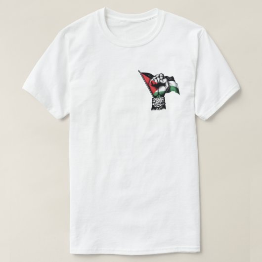 パレスチナ連帯フィストフラッグTシャツ Tシャツ (デザイン正面)