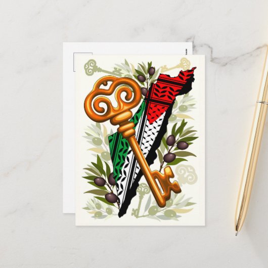 パレスチナ鍵の返還権の象徴 シーズンポストカード (正面/裏面インサイチュ)