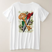 パレスチナ鍵の返還権の象徴 プラスサイズTシャツ (デザイン裏面)