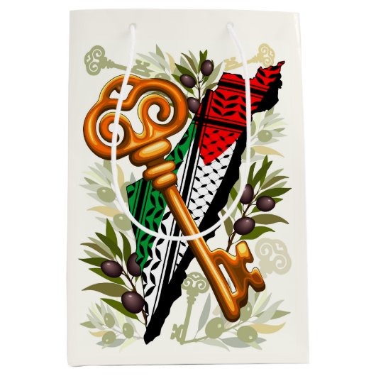 パレスチナ鍵の返還権の象徴 ミディアムペーパーバッグ (正面)