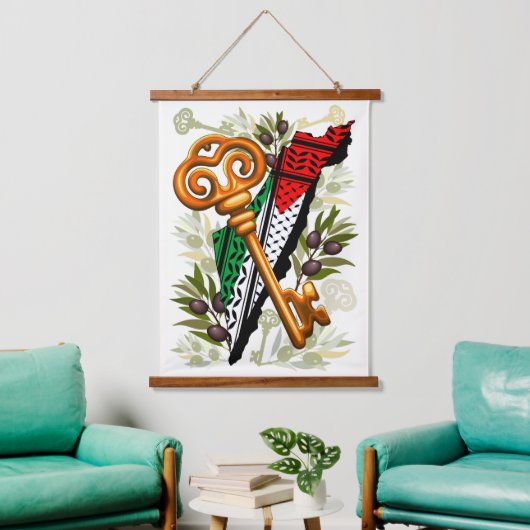 パレスチナ鍵の返還権の象徴 吊り下げ型タペストリー (リビング)