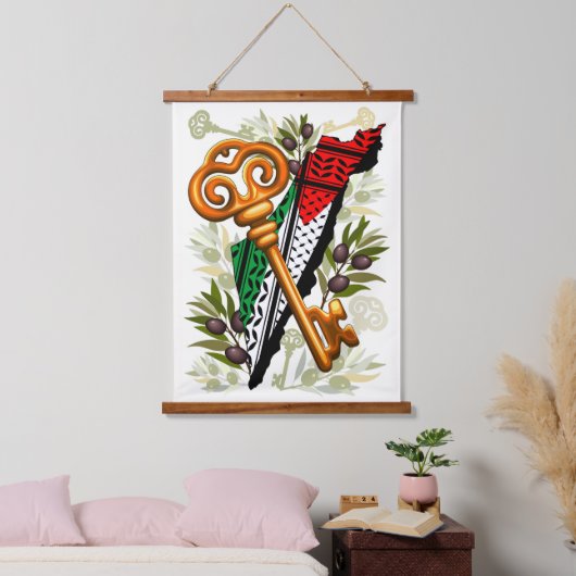 パレスチナ鍵の返還権の象徴 吊り下げ型タペストリー (寝室)