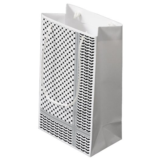 パレスチナ黒白ケフィエ スモールペーパーバッグ (裏面アングル)