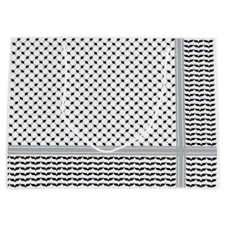 パレスチナ黒白ケフィエ ラージペーパーバッグ