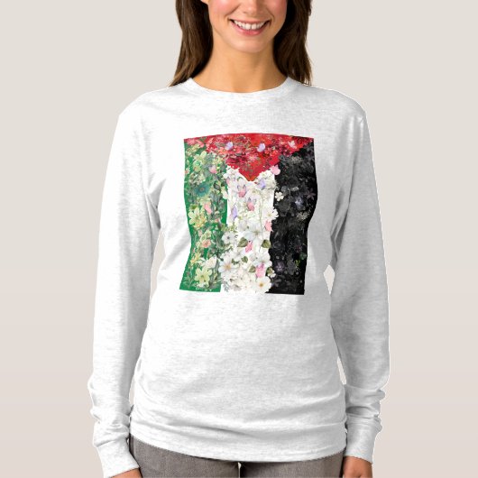 パレスチナ フラワー柄 レディース Tシャツ (正面)