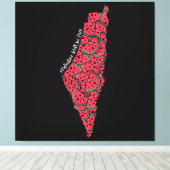 パレスティナの地図スイカ |無料のパレスチナ キャンバスプリント (インサイチュ (ウッドフロア))