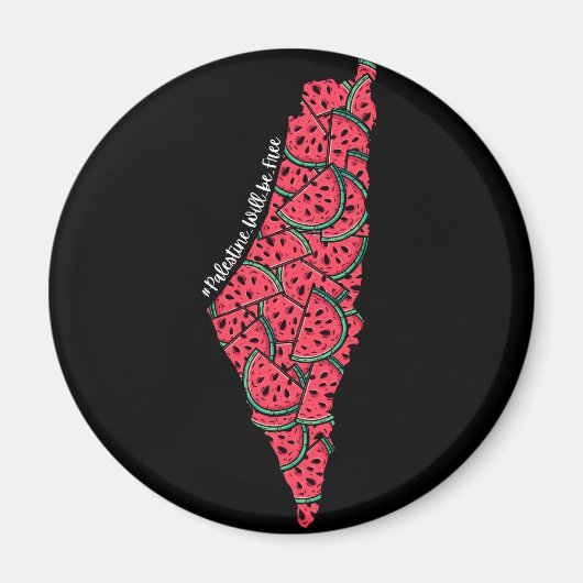 パレスティナの地図スイカ |無料のパレスチナ マグネット (正面)
