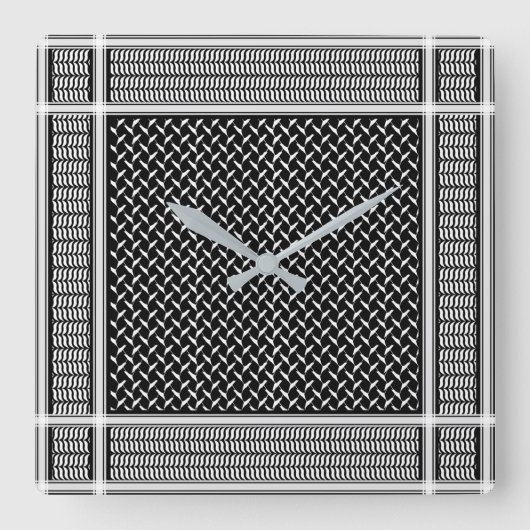 パレスティナケフィエプロンキッチンタオル スクエア壁時計 (正面)