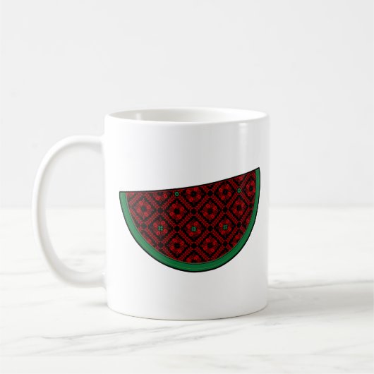 パレスティナスイカ刺繍赤タスリーズ コーヒーマグカップ (左)