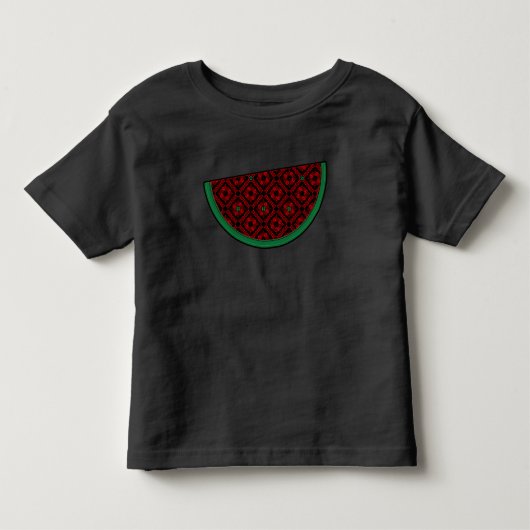 パレスティナスイカ刺繍赤タスリーズ トドラーTシャツ (正面)