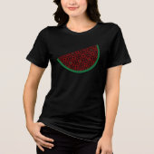 パレスティナスイカ刺繍赤タスリーズ トライブレンドTシャツ (正面)