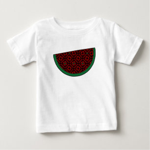 パレスティナスイカ刺繍赤タスリーズ ベビーTシャツ