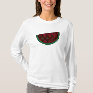 パレスティナスイカ刺繍赤タスリーズ Tシャツ
